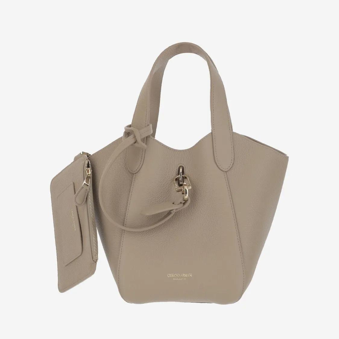 Giorgio Armani Totes & shoppers Leather Tote Bag With Logo in beige