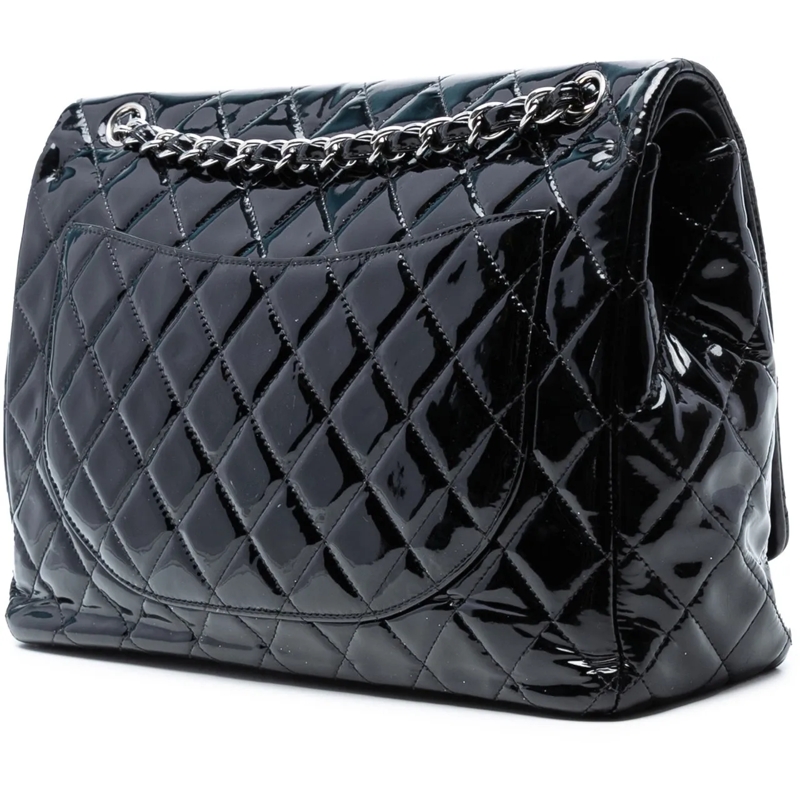 Chanel Schultertasche Maxi Classic Patent Double Flap schwarz