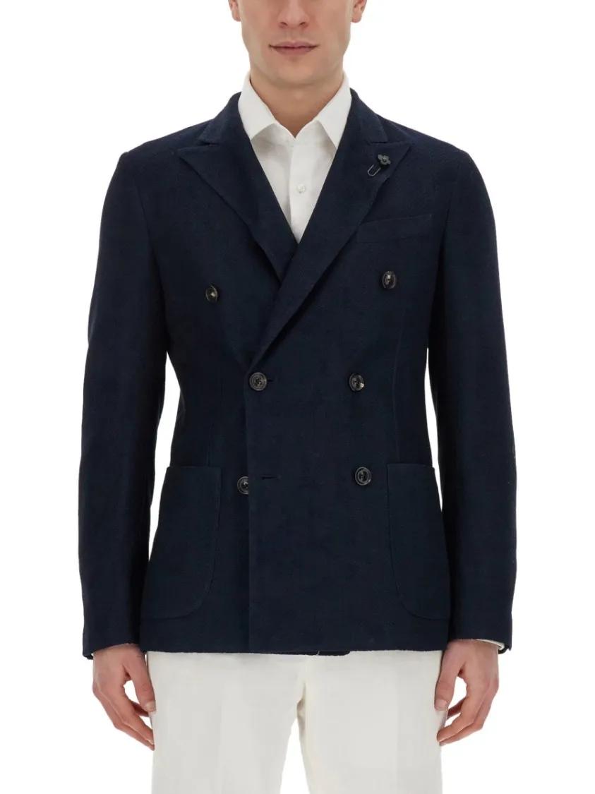 Thumbnail - Lardini - Double-Breasted Jacket - Größe 50 - blau