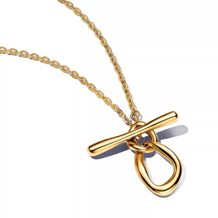 Pandora 14k Gold plated T bar necklace Golden Mittellange Halskette
