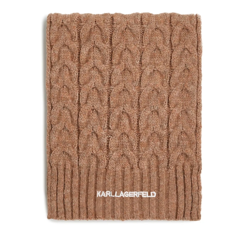 Karl Lagerfeld Wollschal Strickschal mit Zopfmuster camel