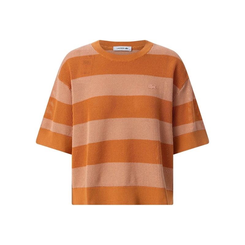 Lacoste T-Shirt Strickshirt aus Baumwolle orange