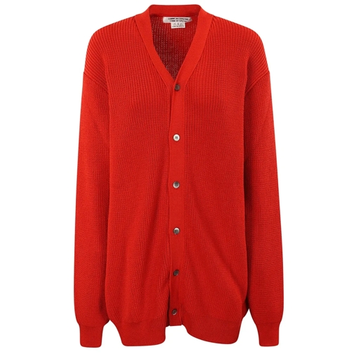 Comme des Garcons Strickjacke Long Button Front Cardigan Red