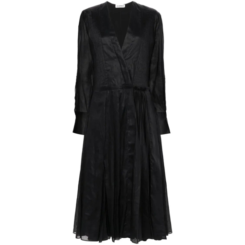 Jil Sander Black Pleated Maxi Dress Black Midi-Kleider