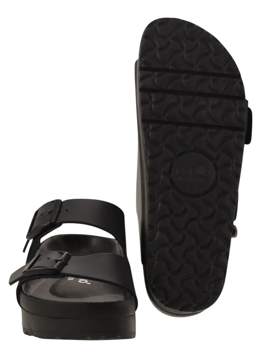 Thumbnail - Birkenstock Sandalen - Arizona Platform - Slipper With Leather Buckles - Gr. 40 (EU) - in Schwarz - für Damen