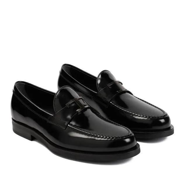 Tod%27s Loafers & Ballerinas - Black Brushed Leather Loafers - Gr. 7 - in Schwarz - für Damen