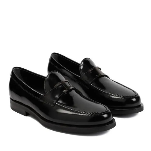 Tod's Black Brushed Leather Loafers Black Mocassin