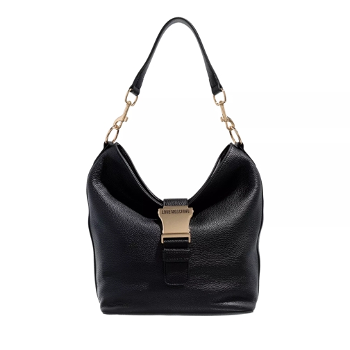 Love Moschino Safety Leather Black Hobo Bag