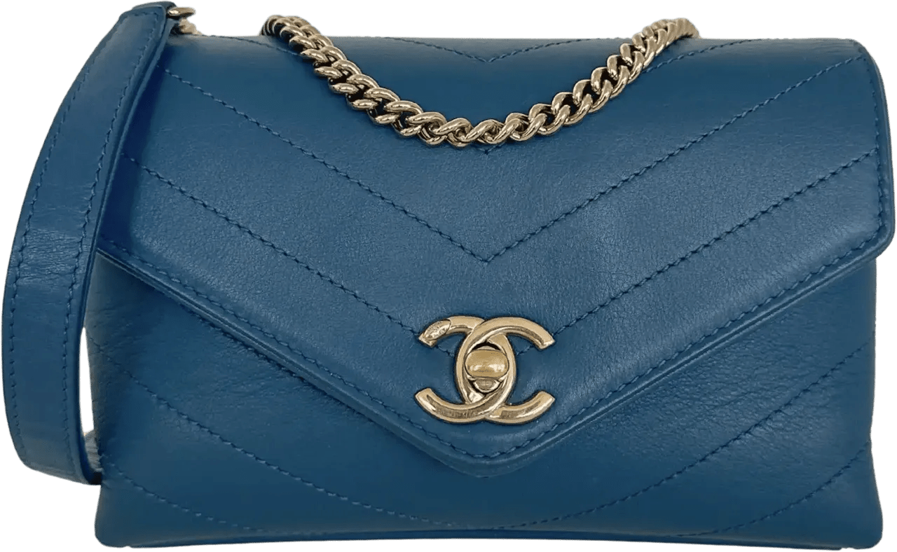 Chanel Crossbody Bags - Chanel Chevron Coco Waist Bag blue / very good - Gr. unisize - in Blau - für Damen