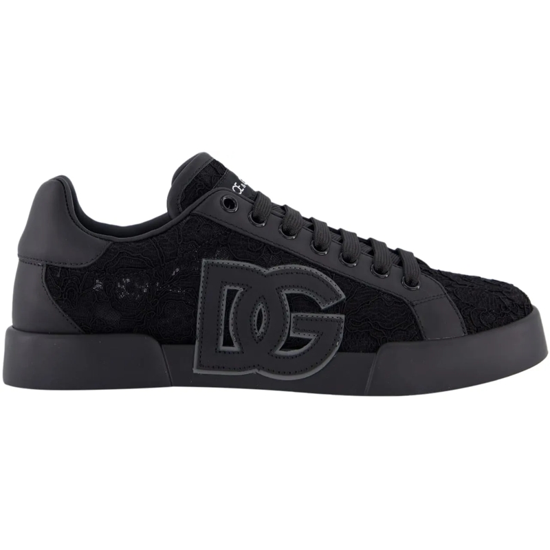 Dolce&Gabbana Low-Top-Sneaker Dames Portofino Logo Sneaker Zwart schwarz