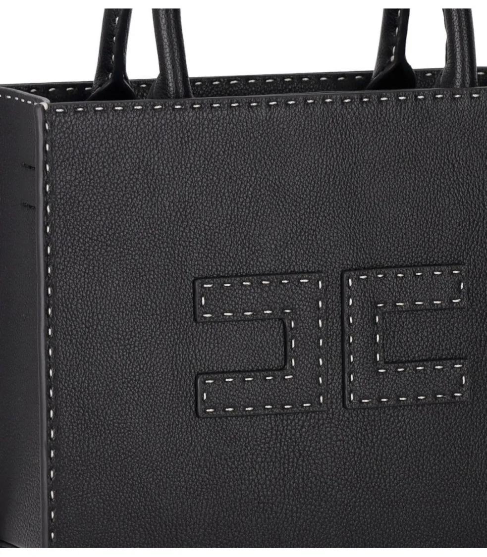 Elisabetta Franchi Shoppers & Totes Black Small Pebbled Leather Effect Handbag in zwart
