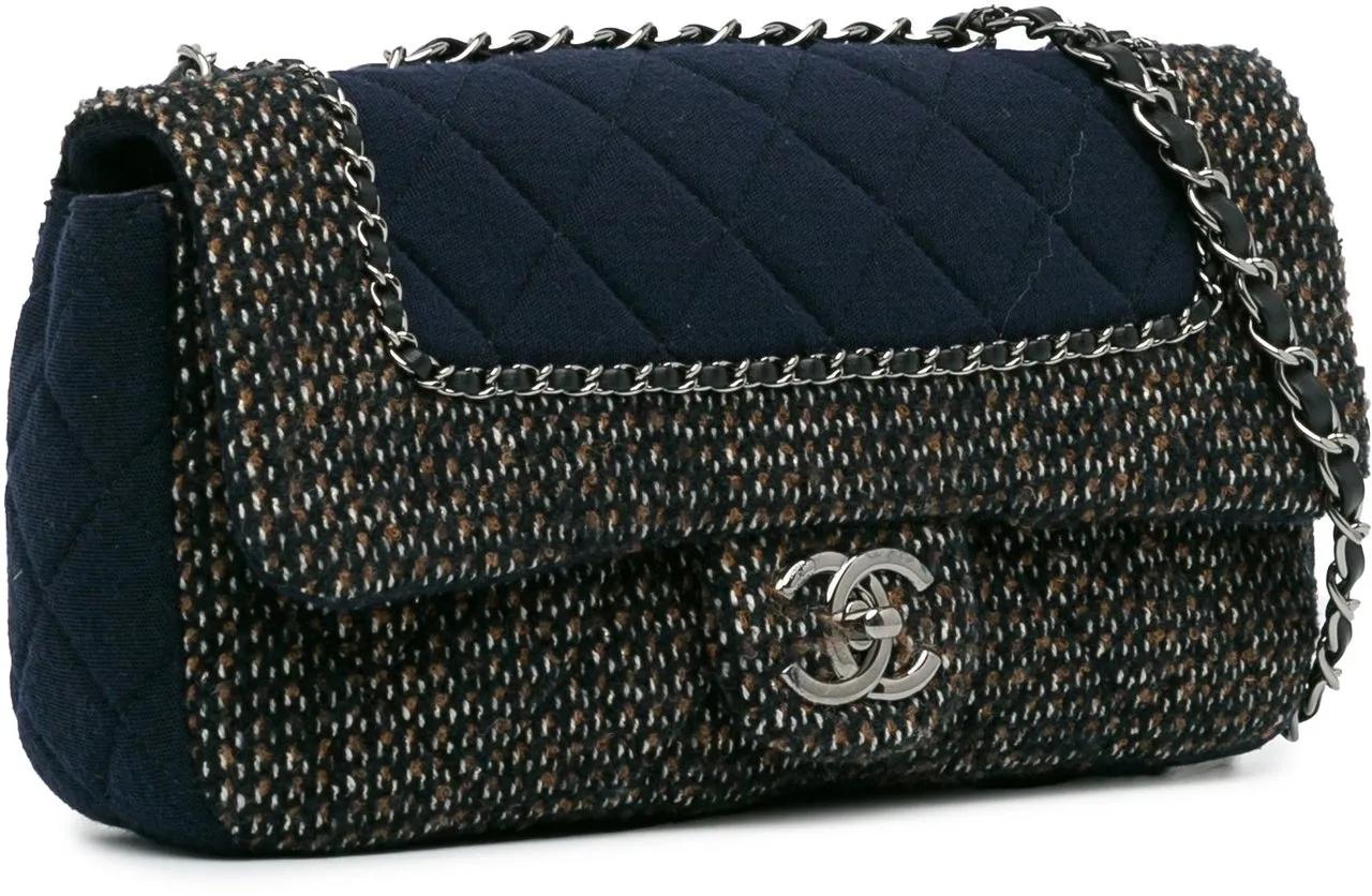 Thumbnail - Chanel Hobo Bags - 2014-2015 Small Jersey Tweed Flap - Gr. unisize - in Blau - für Damen