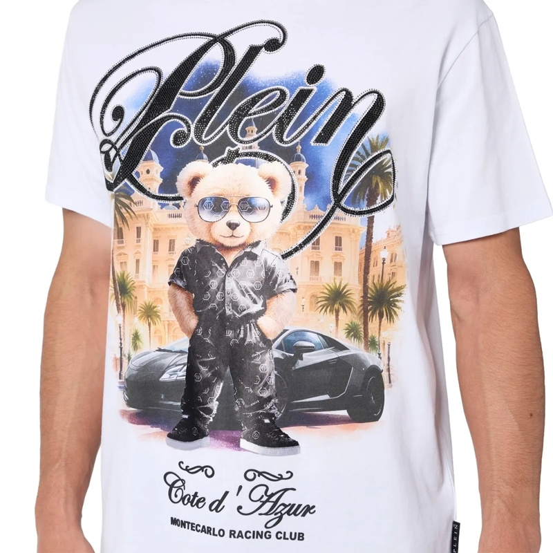 Philipp Plein T-Shirt Round Neck T-Shirt Teddy Racing weiss(Image 2)