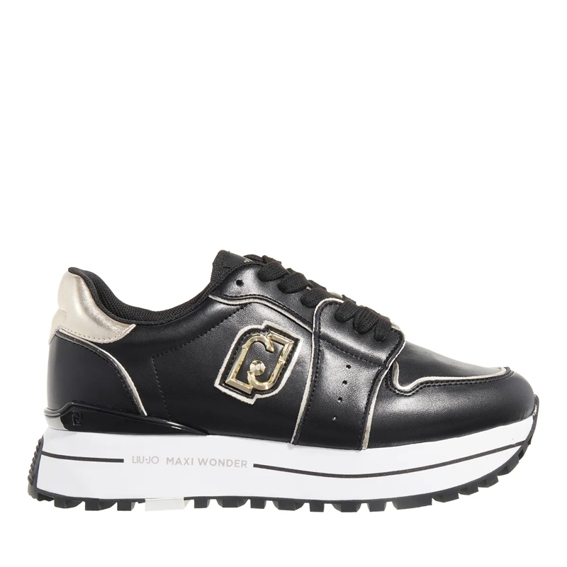 LIU JO Low-Top-Sneaker Liu Jo Maxi Wonder 73 Calf Leather/Laminat Black/Light Gold