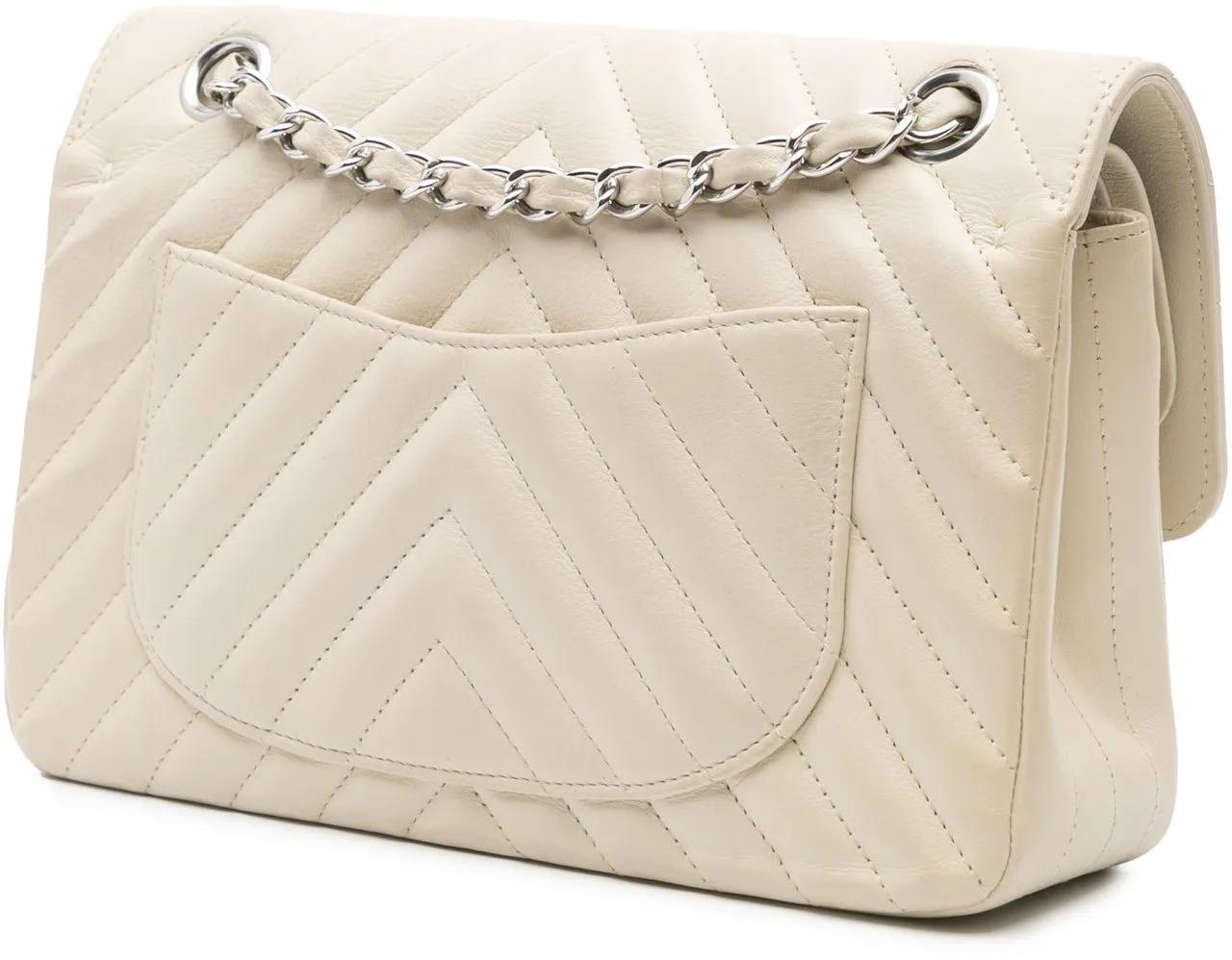 Thumbnail - Chanel Hobo Bags - 2021-2024 Small Classic Chevron Lambskin Double Fl - Gr. unisize - in Weiß - für Damen