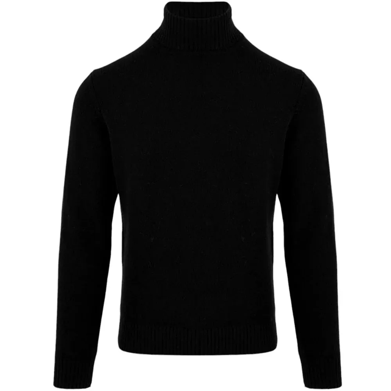 FILIPPO DE LAURENTIIS Pull Braided Knit Turtleneck Sweater In Wool Black