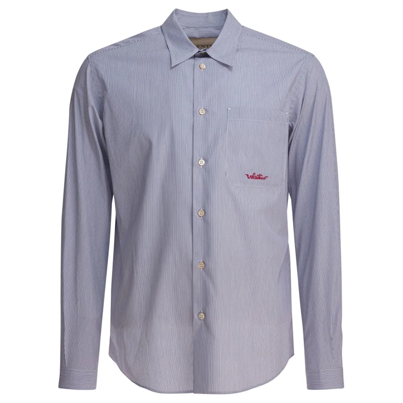 Valentino Garavani Overhemd Light Blue Stripe Shirt Blue