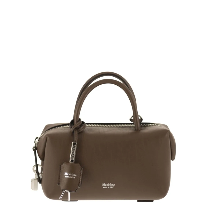 Max Mara Sac à bandoulière Holdalls - Small Natural Leather Satchel Grey