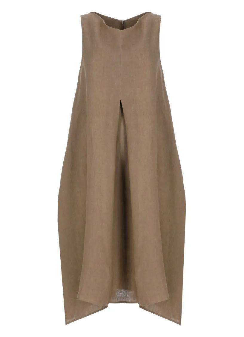Thumbnail - Antonelli - Brown Linen Dress - Größe 44 - braun
