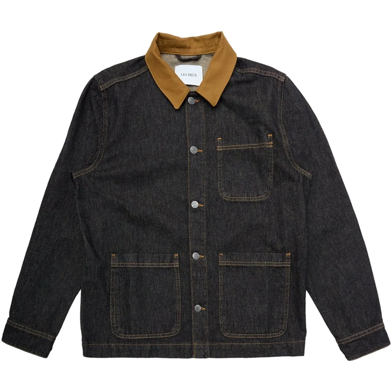 Les Deux Doudoune Giacca Layton Overshirt Denim Nera schwarz