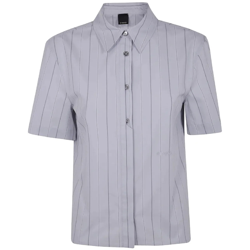 Pinko T-shirt Short Sleeve Grey Shirt With Vertical Stripes Grey