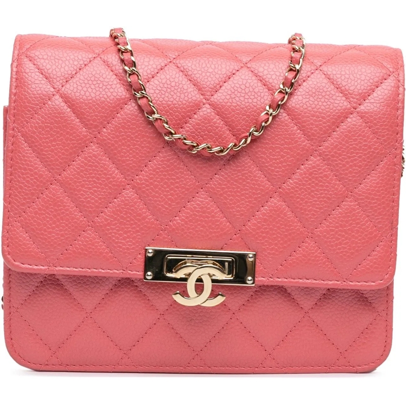 Chanel Crossbody Bag Quilted Caviar Golden Class Wallet On Chain rose