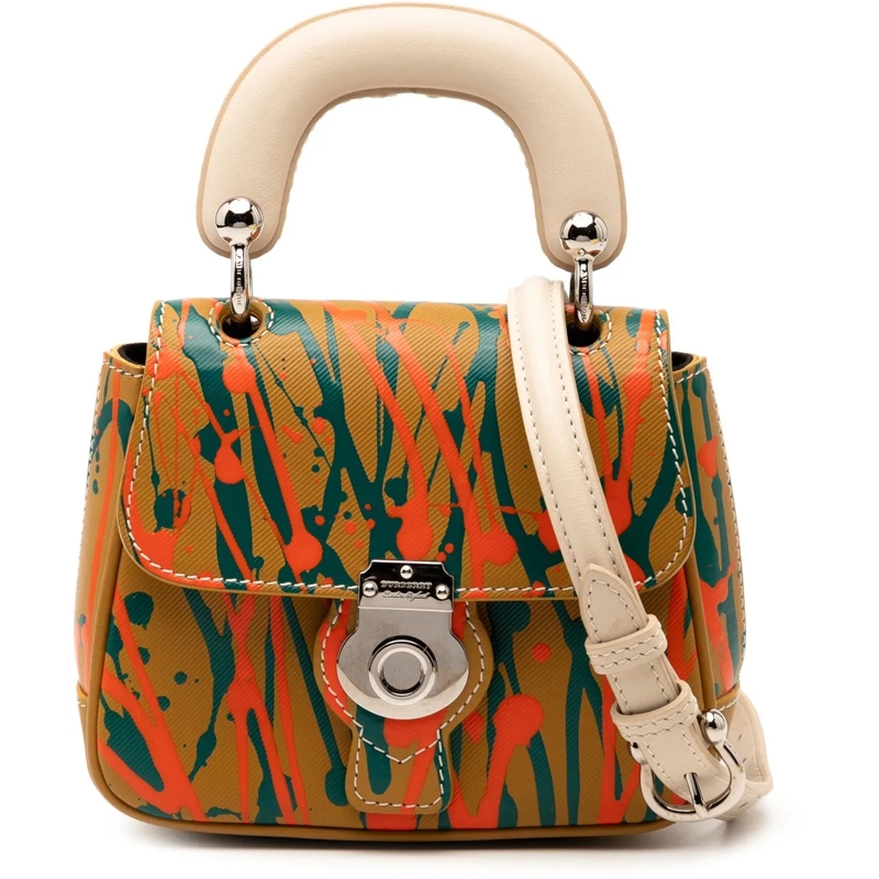 Burberry Schultertasche Mini Leather Splashed DK88 Top Handle Bag braun