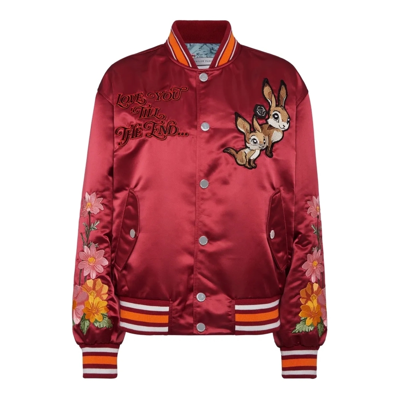 Philipp Plein Daunenjacke Bomber bordeaux