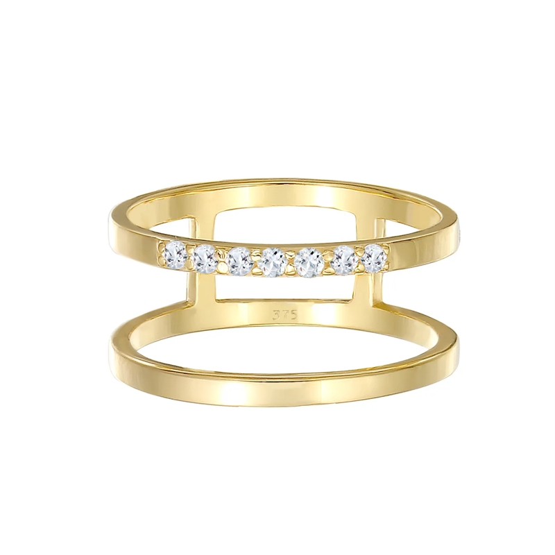 Elli Ring Ring Verlobungsring Doppelring Topas Stein 375 Gel gold(Image 2)