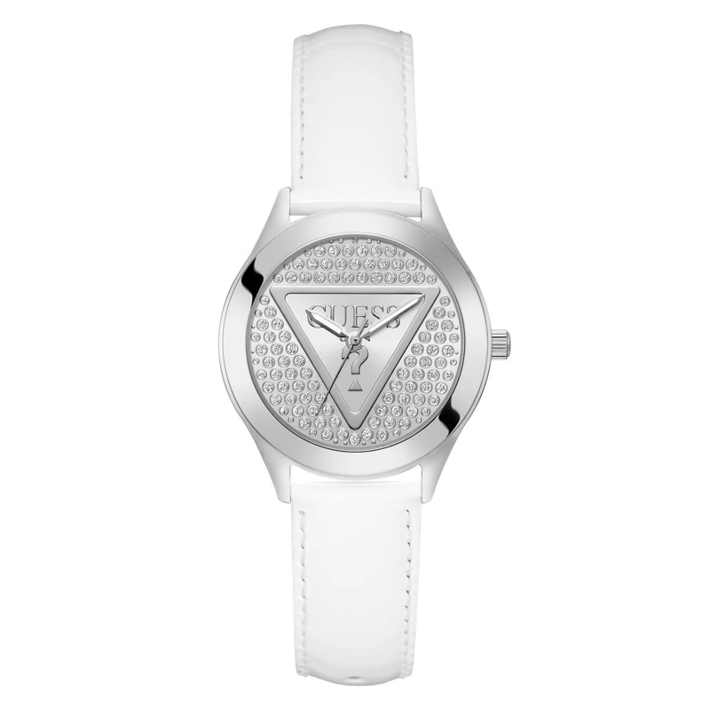 Guess Automatikuhr Quarz-Analoguhr Glitz Plaque weiss