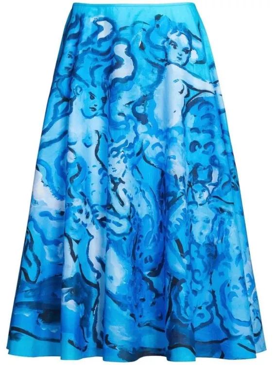 Marni - Painterly-Print A-Line Skirt - Größe 36 - blue