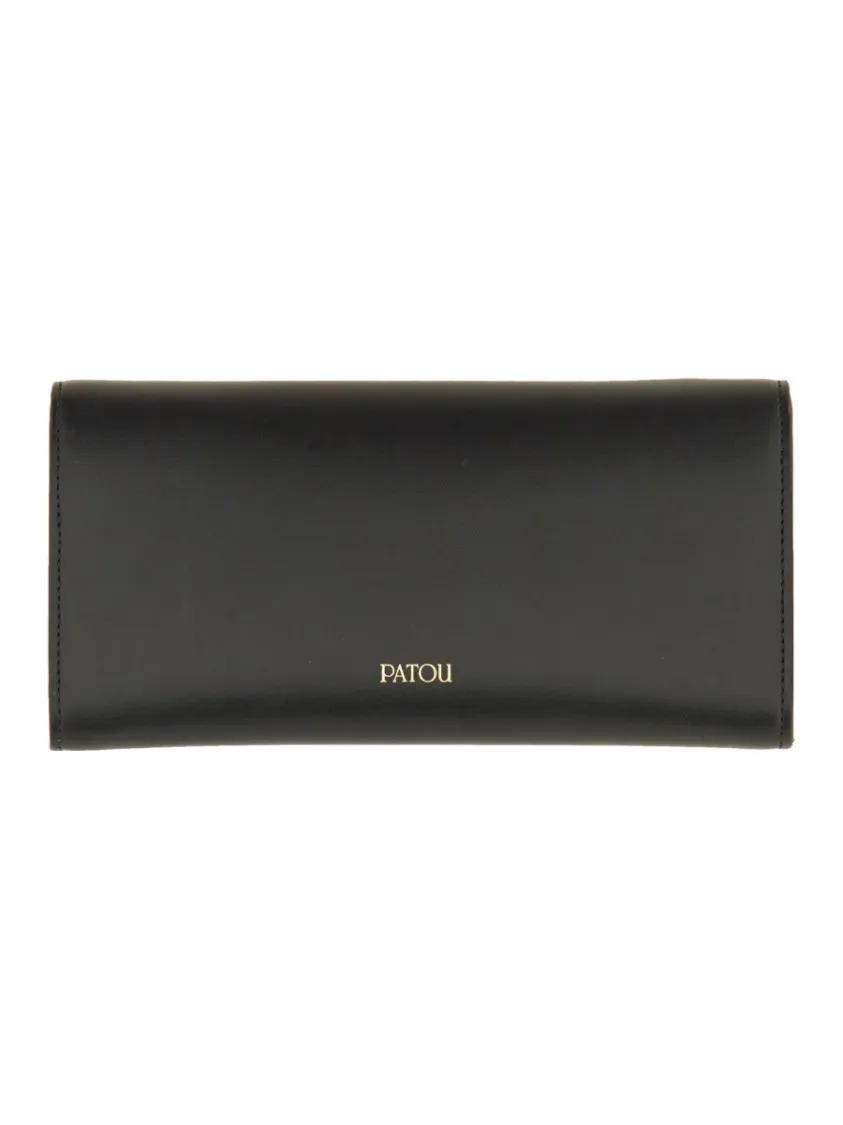 Patou Clutches Black Leather Pochette in zwart