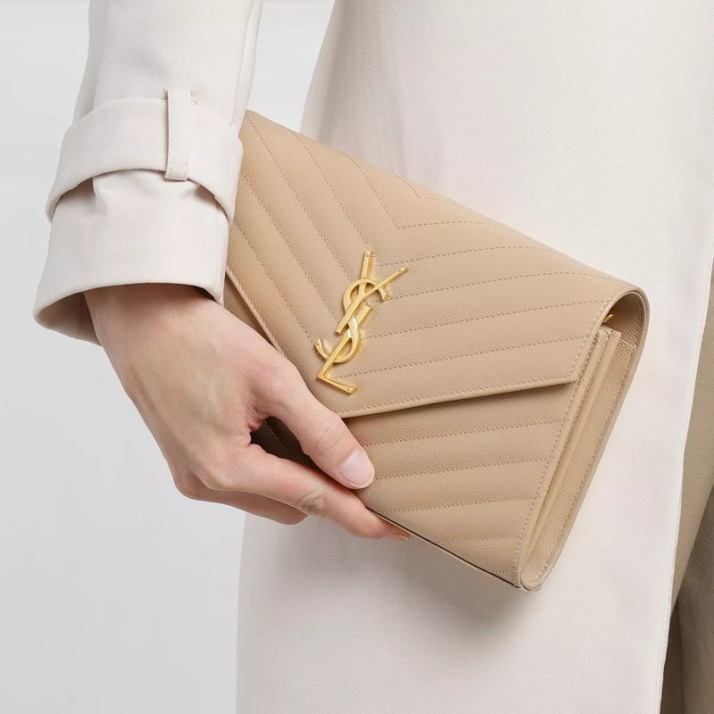 Saint Laurent Crossbody Bag Ysl Chain Wallet Monogram Dark Beige(Image 3)