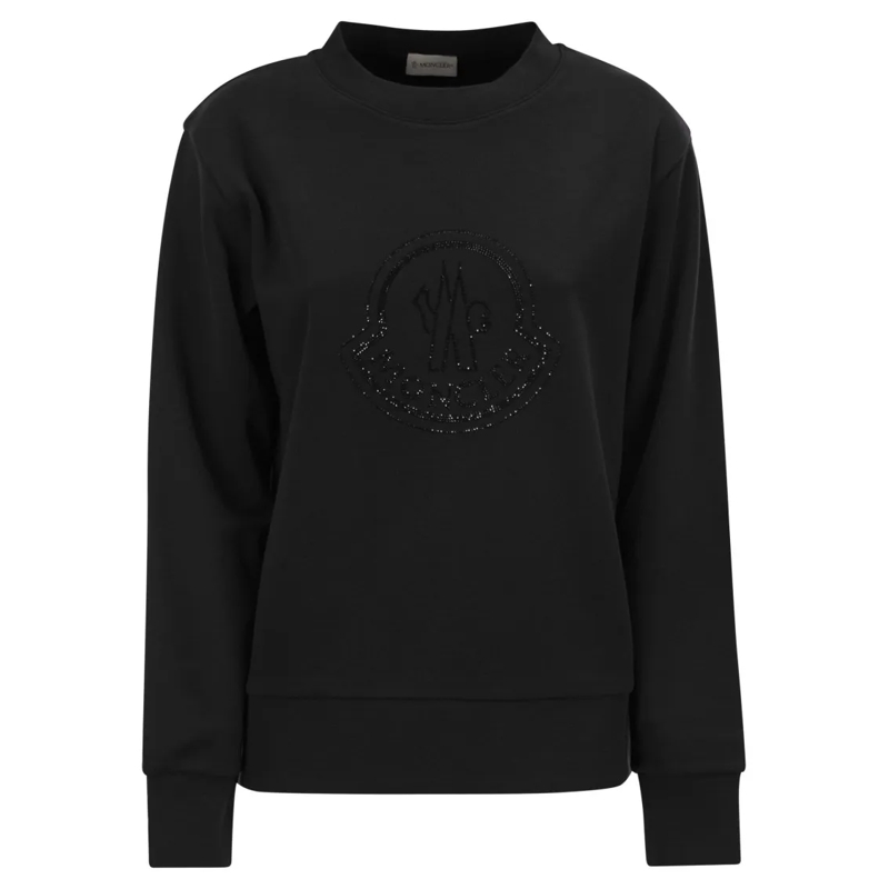 Moncler  Loose-Fit Cotton Jersey Sweatshirt With Crystal Lo Black