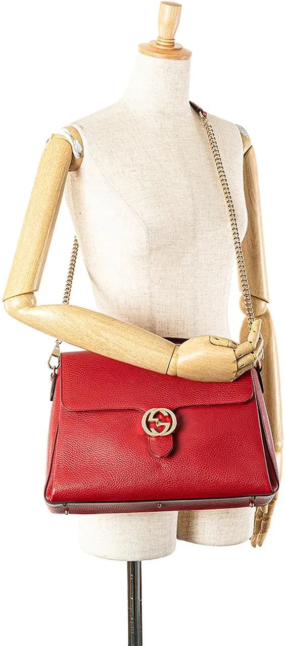 Thumbnail - Gucci Hobo Bags - 2016-2025 Medium Dollar Calf Interlocking G Satche - Gr. unisize - in Rot - für Damen