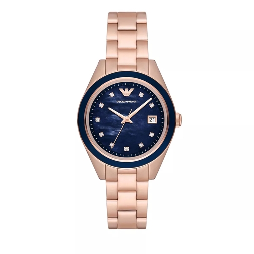 Emporio Armani Three-Hand Date Stainless Steel Watch Rose Gold Quarz-Uhr