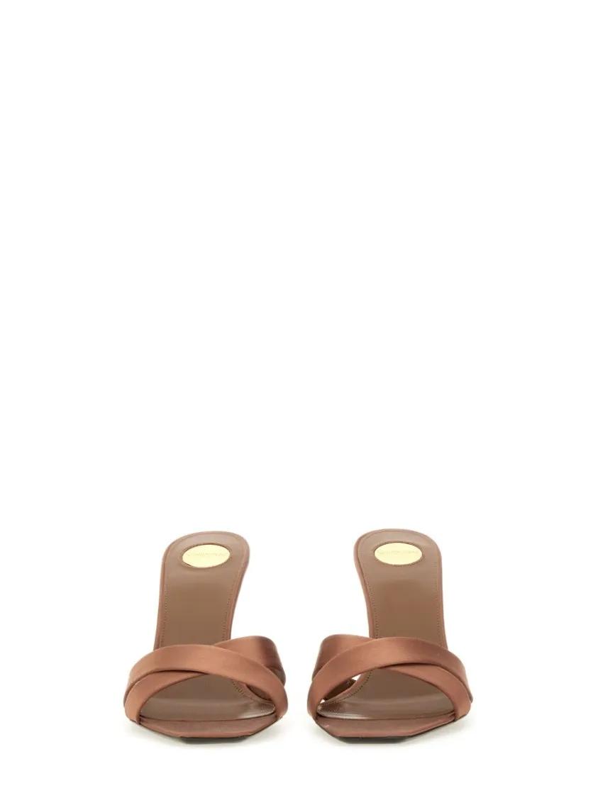 Thumbnail - Saint Laurent Slipper & Pantoletten - Brown Satin Finish Mule With Crossed Straps - Gr. 37 (EU) - in Braun - für Damen
