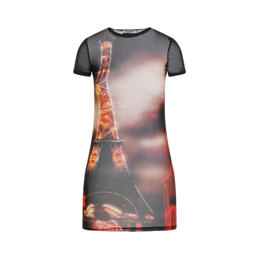 Jean Paul Gaultier Mesh Printed "Pigalle" Mini Dress Multicolor 