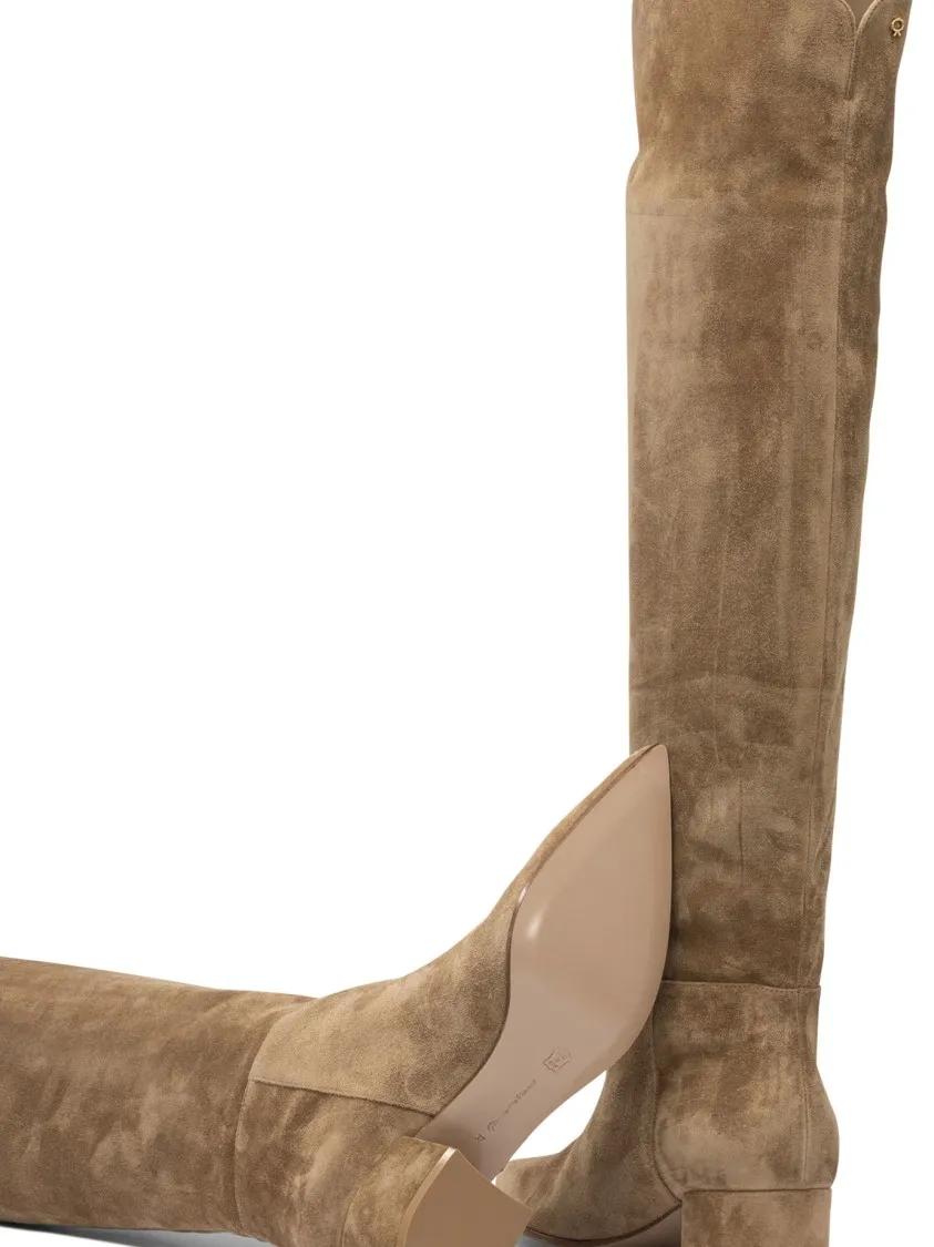 Thumbnail - Gianvito Rossi Stiefel - Pointed Toe Beige Suede Ankle Boots - Gr. 39 (EU) - in Braun - für Damen
