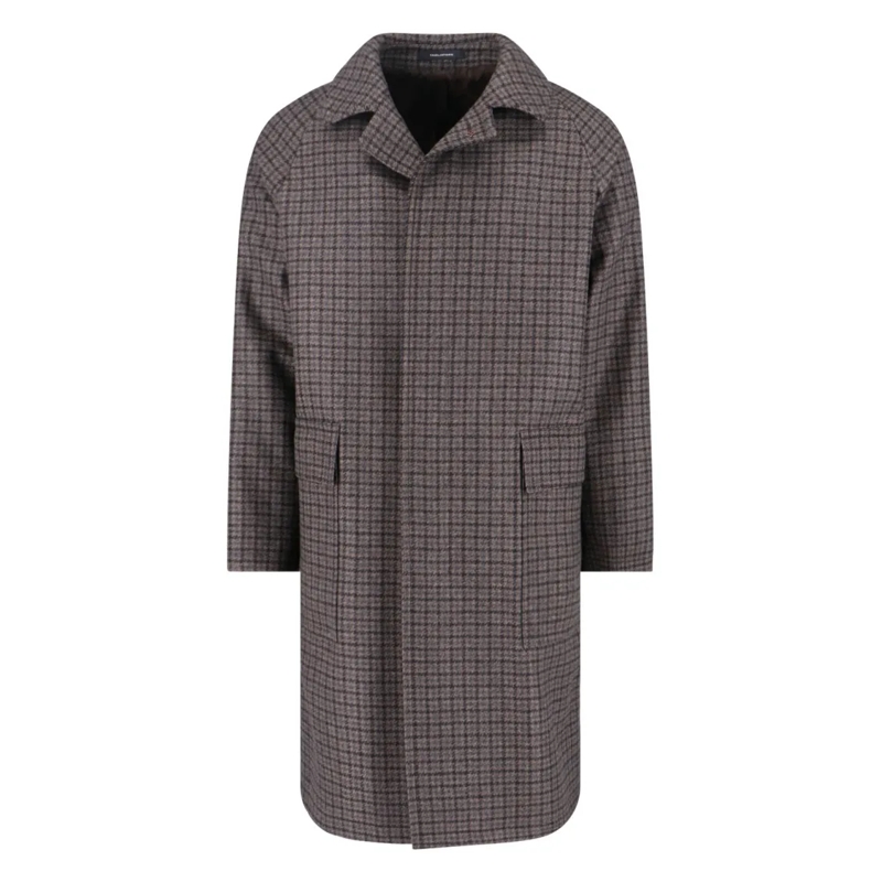 Tagliatore Manteaux de tanche Houndstooth Pattern Jacket With Structured Collar  Brown