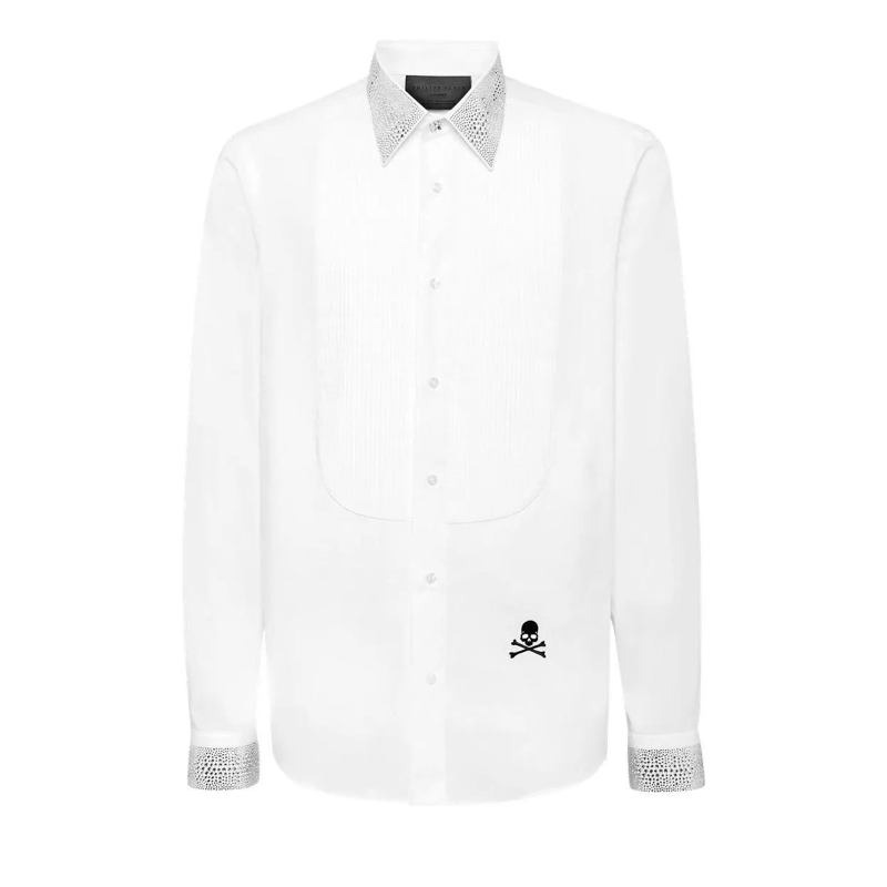 Philipp Plein Hemd Smoking-Hemd Mit Schmucksteinen weiss