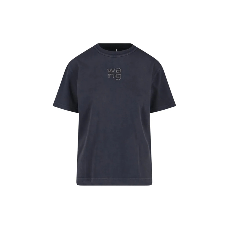 Alexander Wang T-shirt Logo T-Shirt In Black Cotton, Crew Neck Black