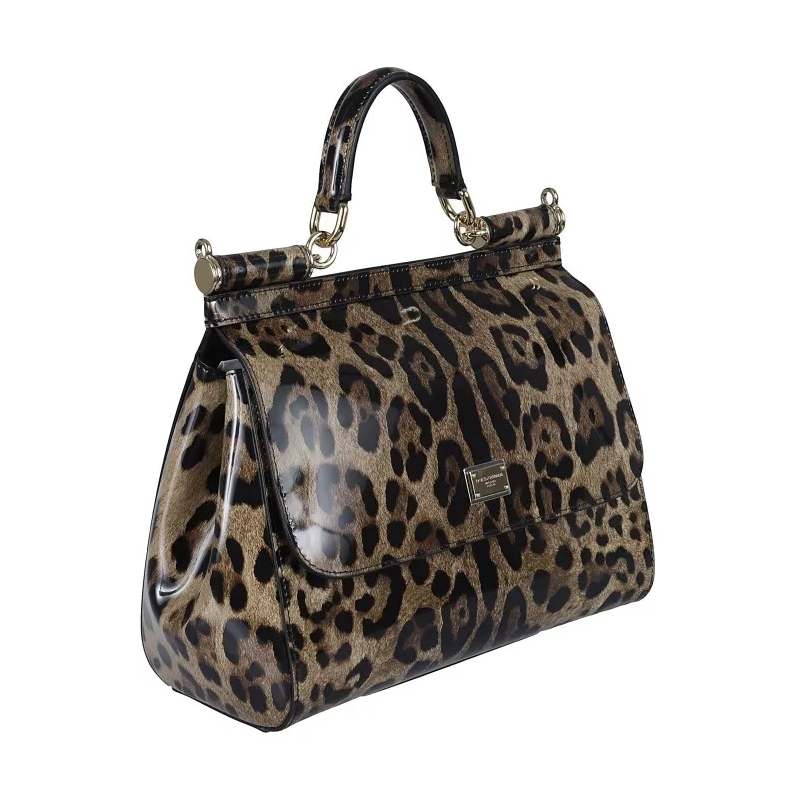 Dolce&Gabbana Satchel Medium Sicily Leopard-Print Shoulder Bag Brown(Image 7)