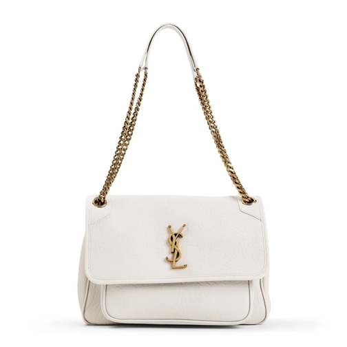 Saint Laurent Niki M White Lamb Leather Shoulder Bag White Axelremsväska