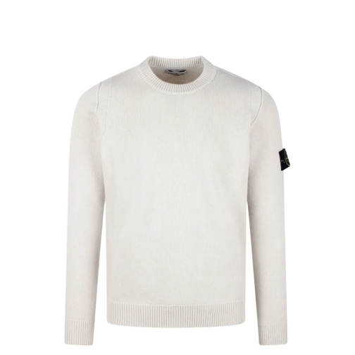 Stone Island Lambswool Crewneck Sweater White Tröja