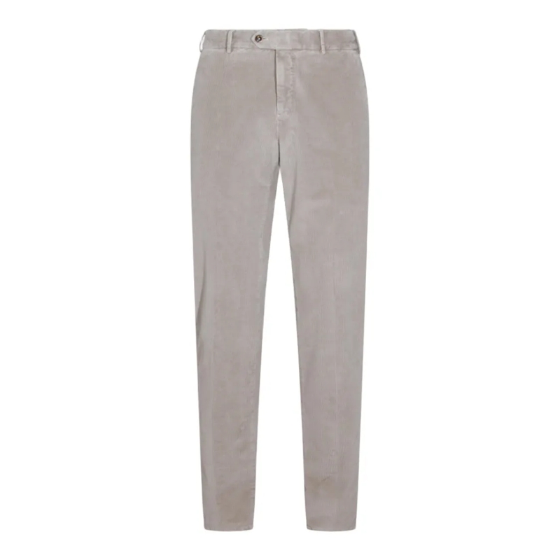 Pt Torino Pantalon Slim Tailored Corduroy Trousers With Ribbed Textur Grey