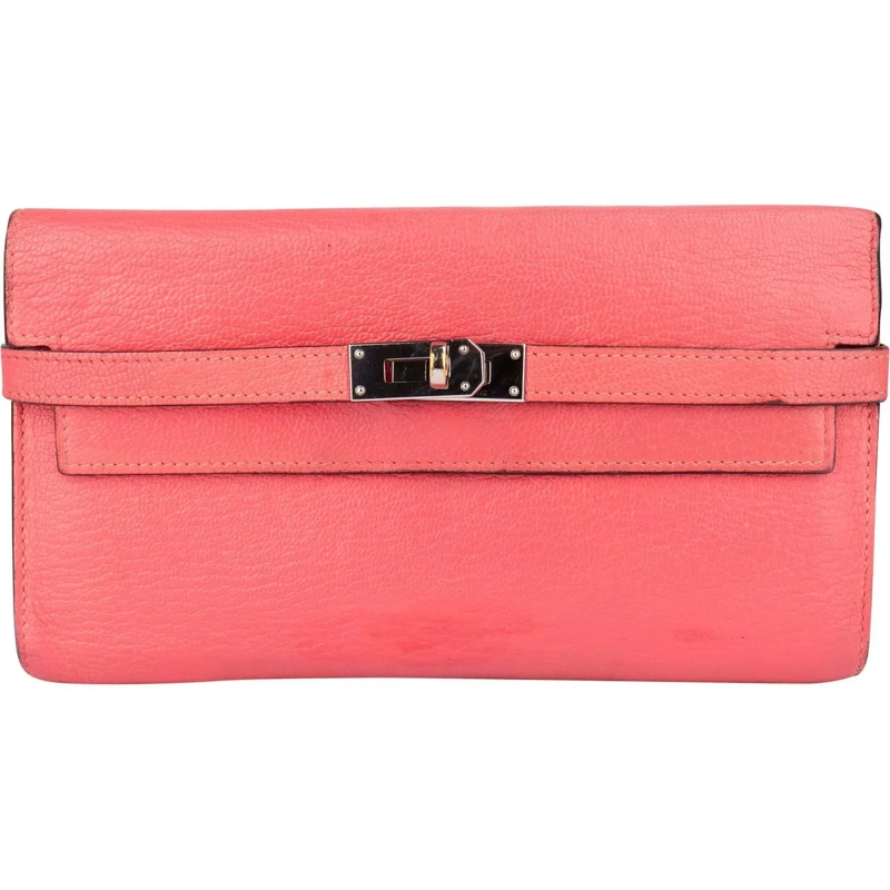 Hermès Geldbörse Hermes Pink Clemence Leather Kelly Wallet rose