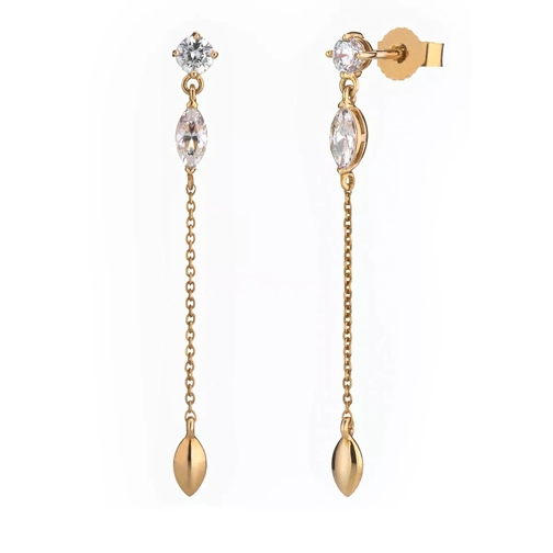 Little Luxuries by VILMAS Fashion Classics Pendant Earrings With Stones  Yellow Gold Plated Clou d'oreille