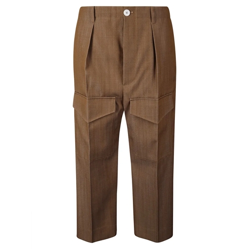 Setchu  High-Waisted Virgin Wool Trousers Brown