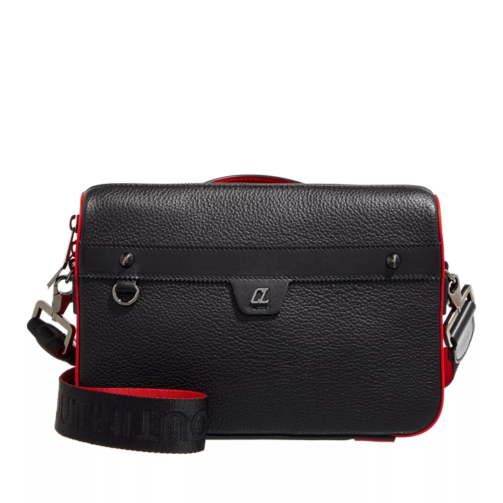 CHRISTIAN LOUBOUTIN Black and Red Ruisbuddy Messenger Bag